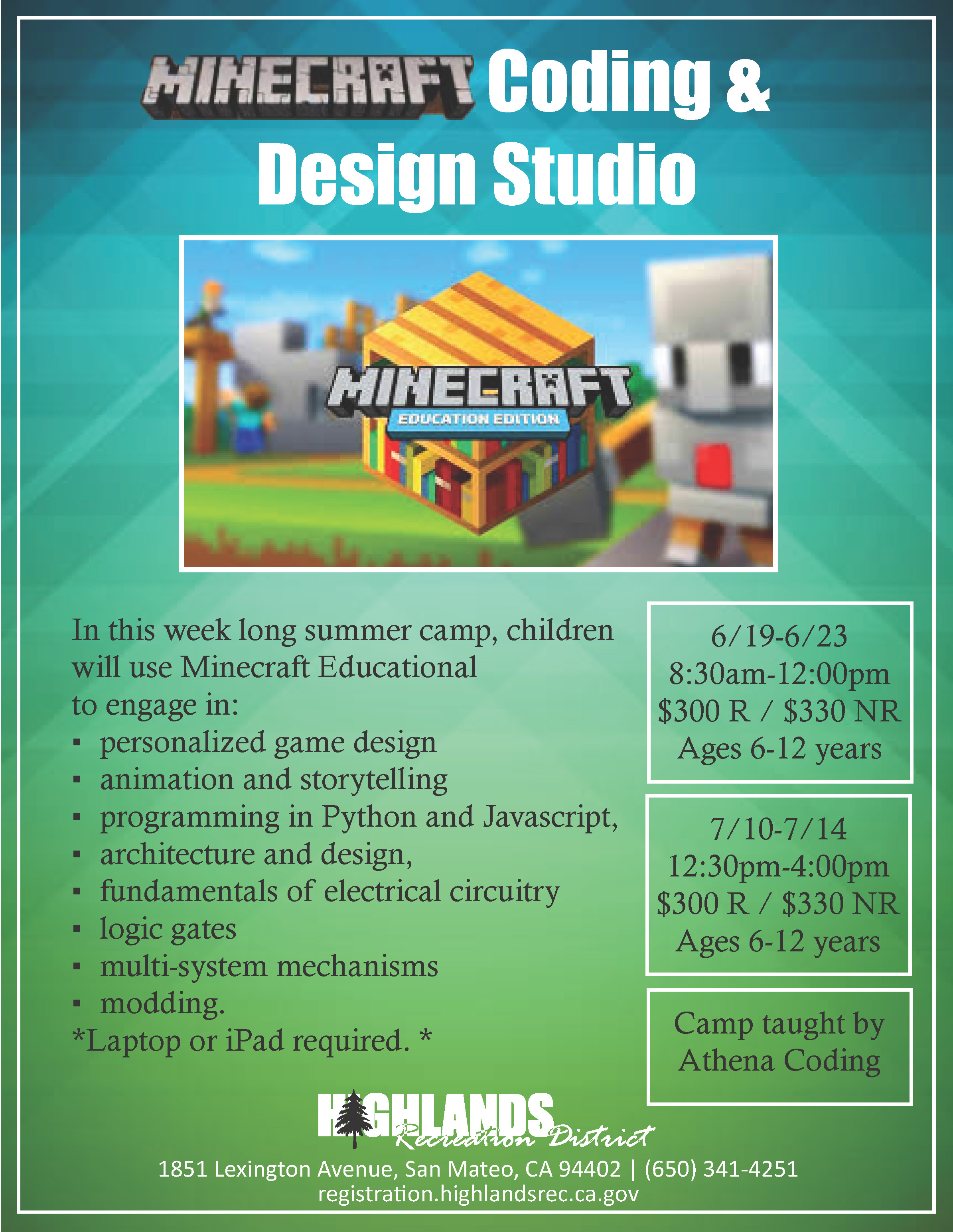 Minecraft Coding and Design Studio Camp | Kids Out and About San Francisco